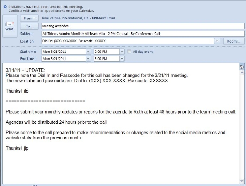 Outlook Meeting Invite Example | Newpapers.co For Outlook Meeting Template