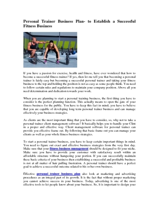 Personal Trainer Business Plan - Emmamcintyrephotography in Personal Training Business Plan Template Free