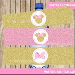 Pink And Gold Minnie Mouse Water Bottle Labels Printable inside Minnie Mouse Water Bottle Labels Template
