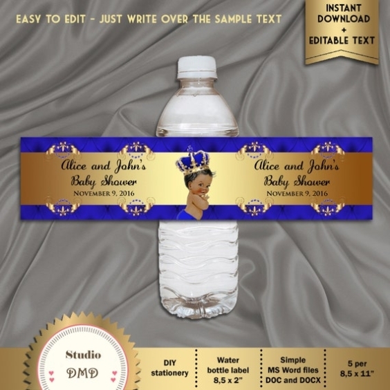Printable Baby Shower Water Bottle Labels Royal Baby Shower intended for Free Water Bottle Labels For Baby Shower Template
