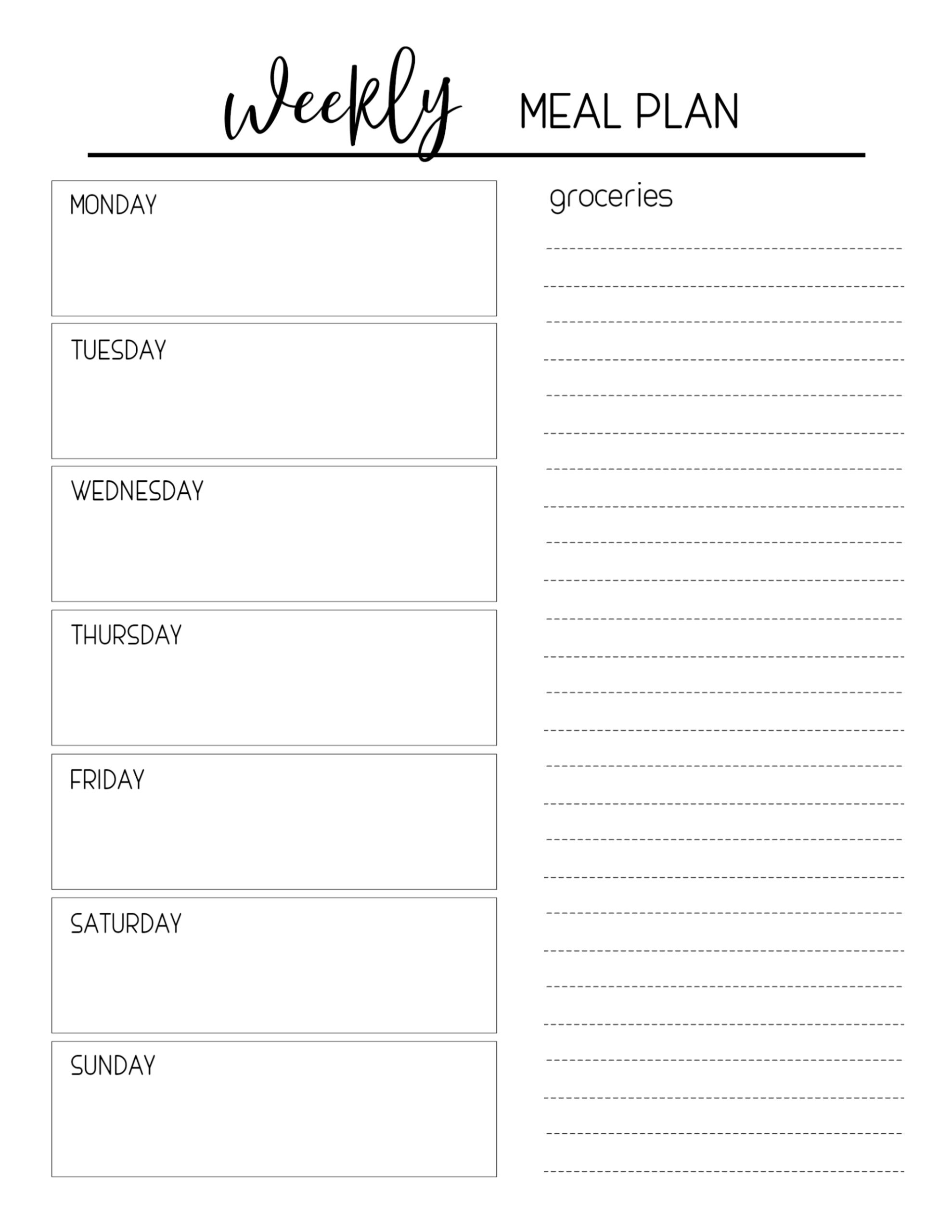 Printable Meal Planning Template - Paper Trail Design inside Menu Schedule Template