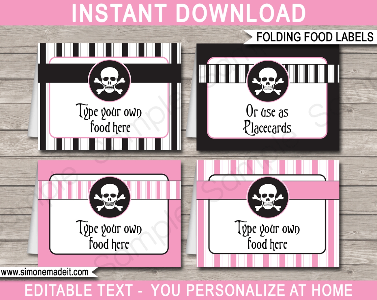 Printable Pirate Party Food Labels | Place Cards | Girl Pirate Theme Party With Regard To Food Label Template For Party