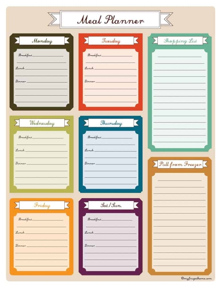 Printable Weekly Meal Planners intended for Menu Planner With Grocery List Template
