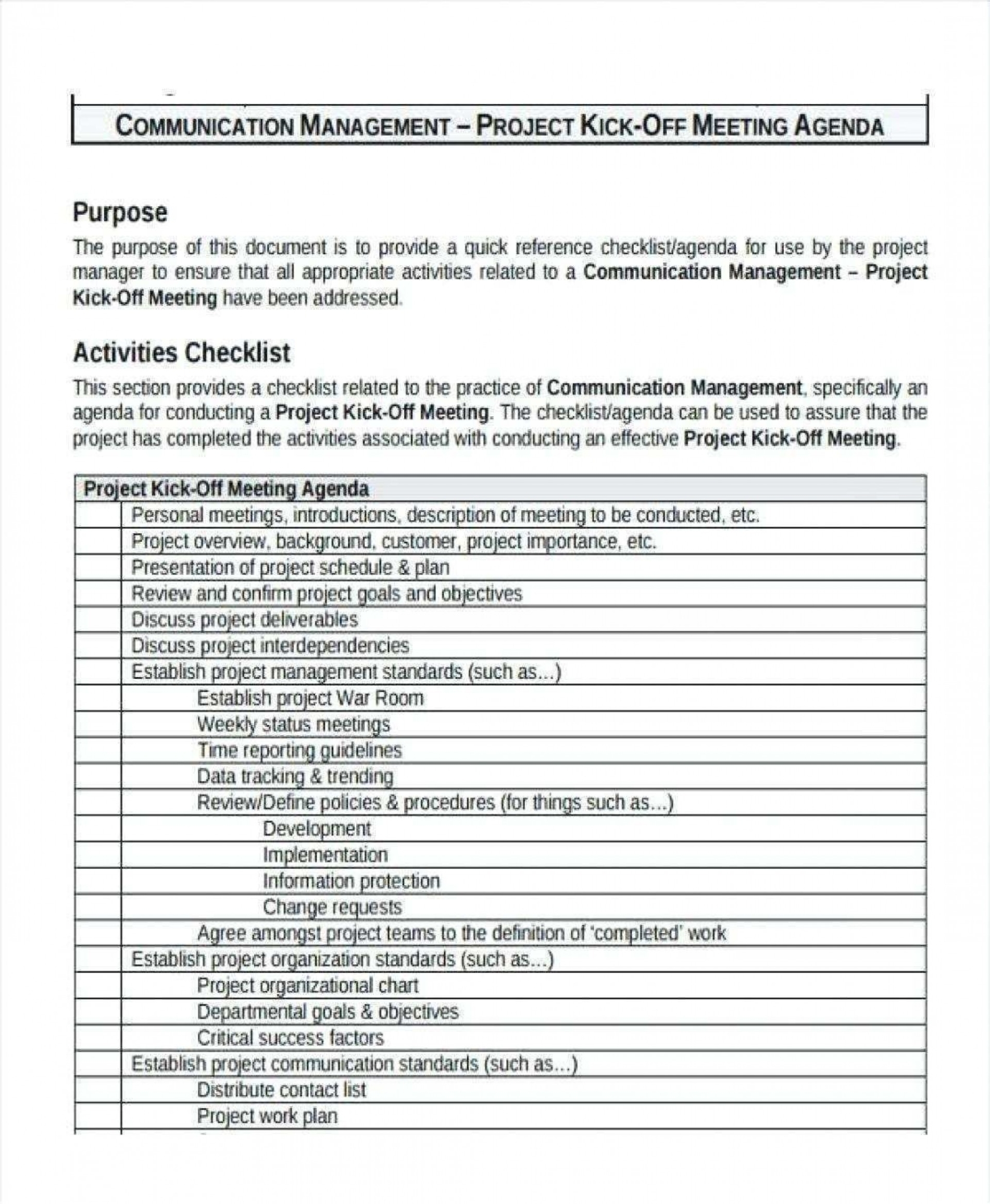 Project Kickoff Meeting Template Doc ~ Addictionary With Project Kickoff Meeting Template
