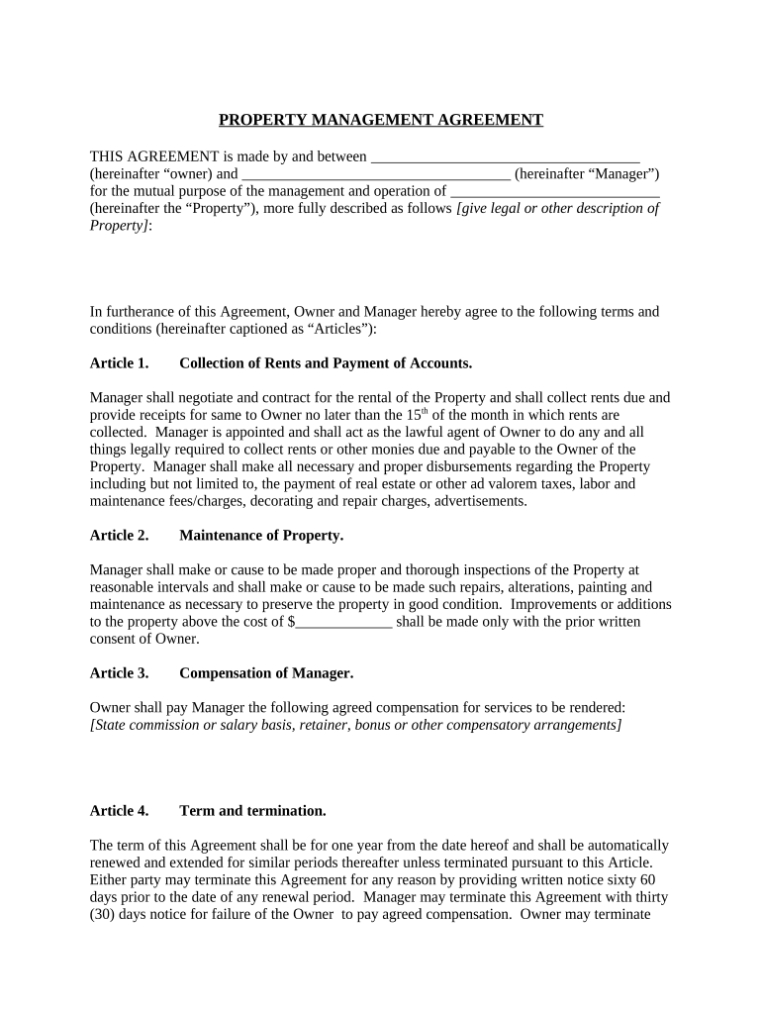 Property Manager Agreement - California Doc Template | Pdffiller In Landlords Property Management Agreement Template