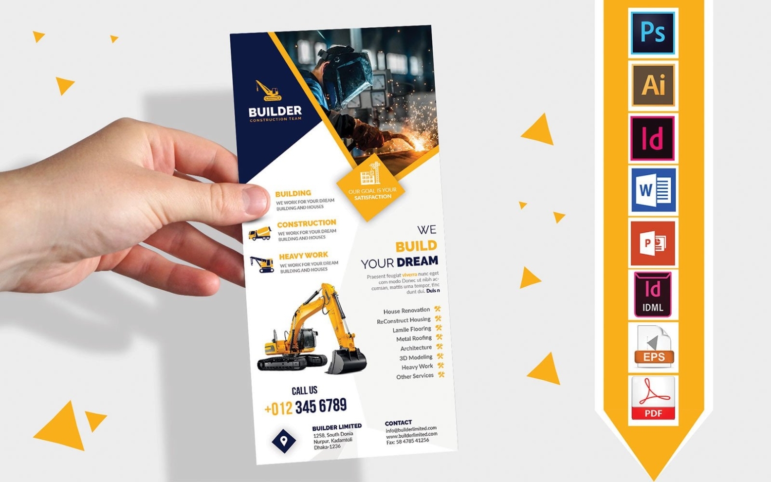 Rack Card | Construction Dl Flyer Vol 01 - Corporate Identity Template Within Dl Flyer Template Word