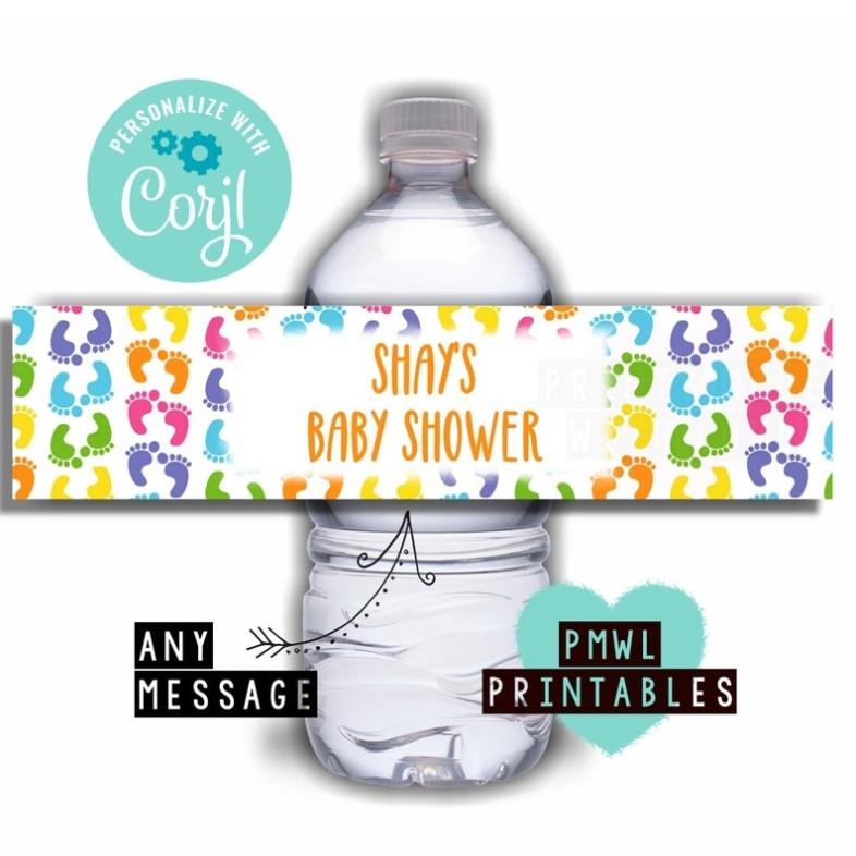 Rainbow Baby Shower Water Bottle Label Template Water | Etsy In Baby Shower Bottle Labels Template