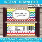 Rainbow Hershey Candy Bar Wrappers | Personalized Candy Bars for Candy Bar Label Template