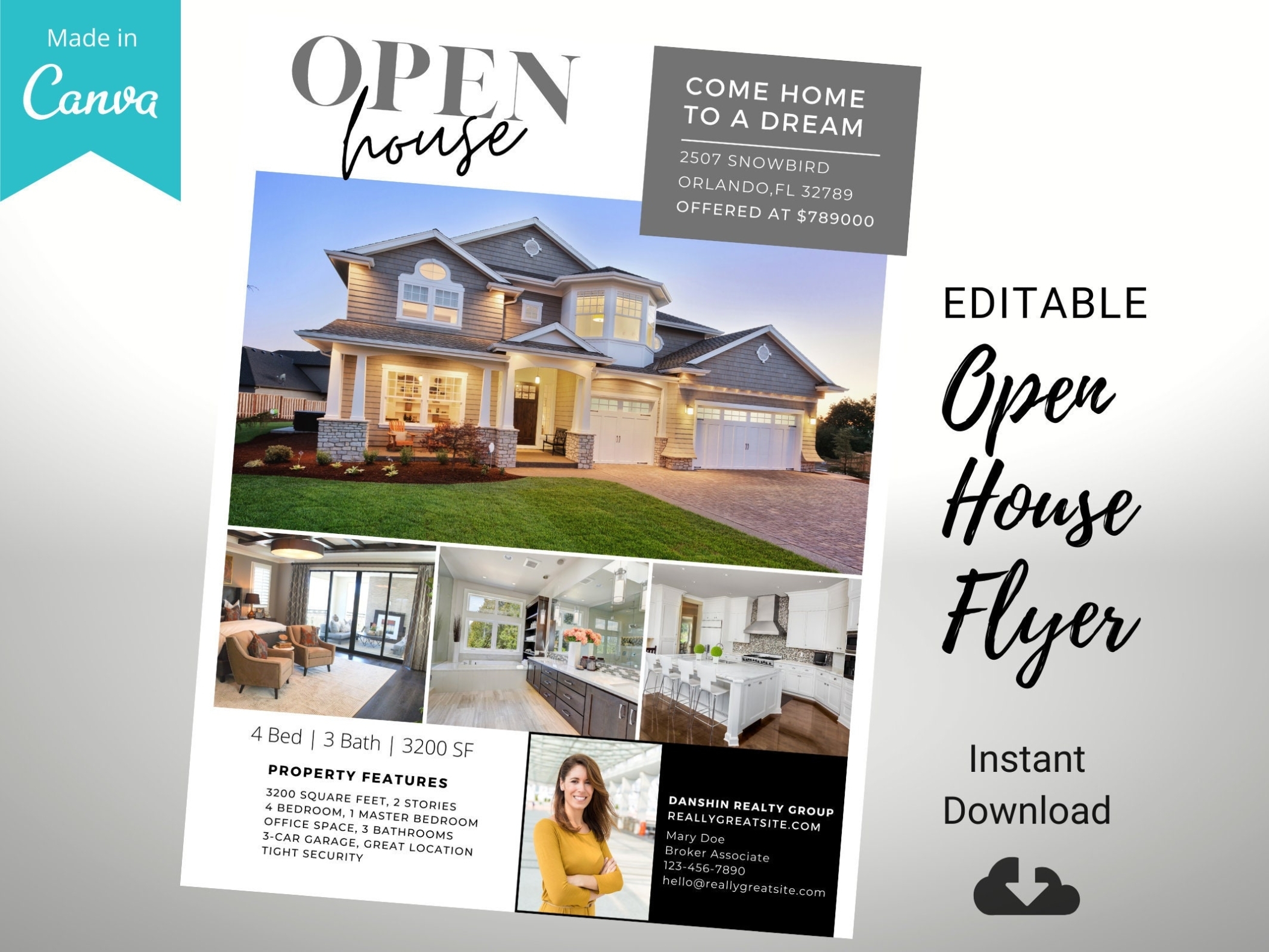 Real Estate Open House Flyer Template Open House Flyer | Etsy In Open House Postcard Template