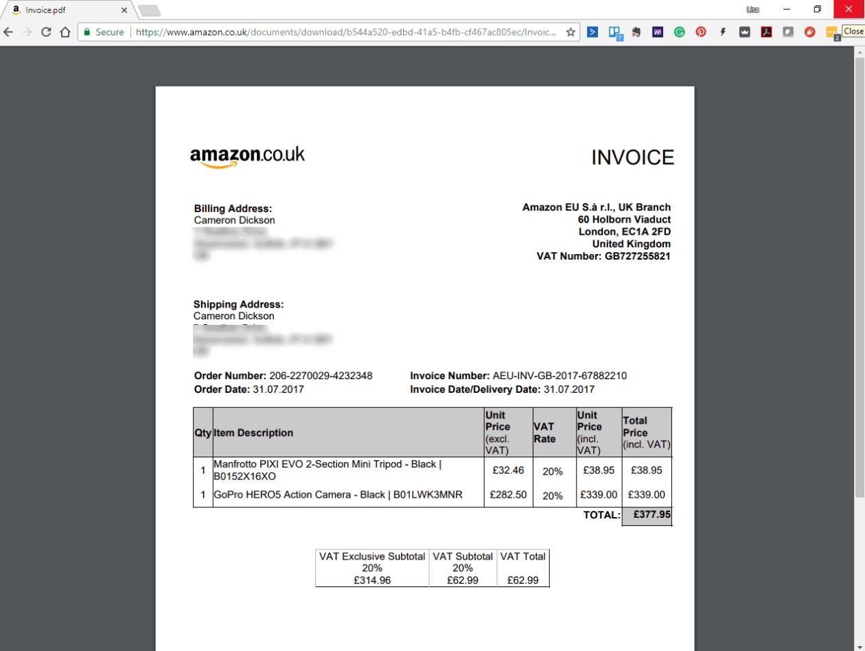 Reclaiming Vat On Amazon Purchases - Caseron Cloud Accounting With Hmrc Invoice Template