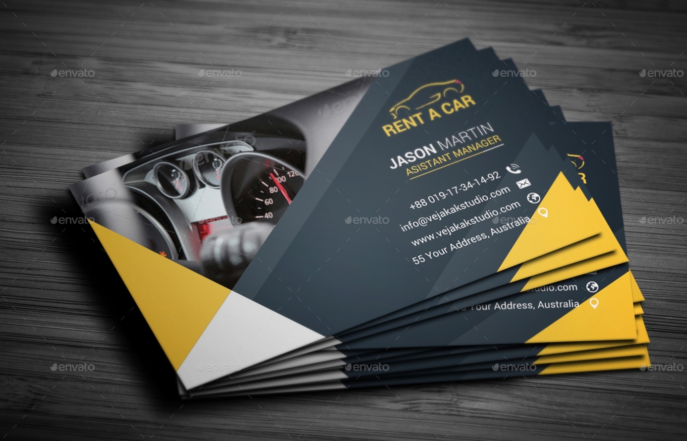 Rent A Car Business Card By Vejakakstudio | Graphicriver with Automotive Business Card Templates