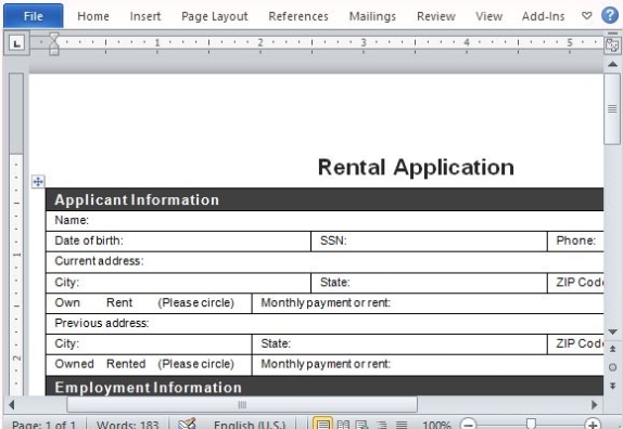 Rental Application Form For Word With Regard To Zillow Lease Agreement Template