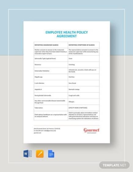 Restaurant Employee Meal Policy Template - Word (Doc) | Google Docs Regarding Restaurant Cancellation Policy Template