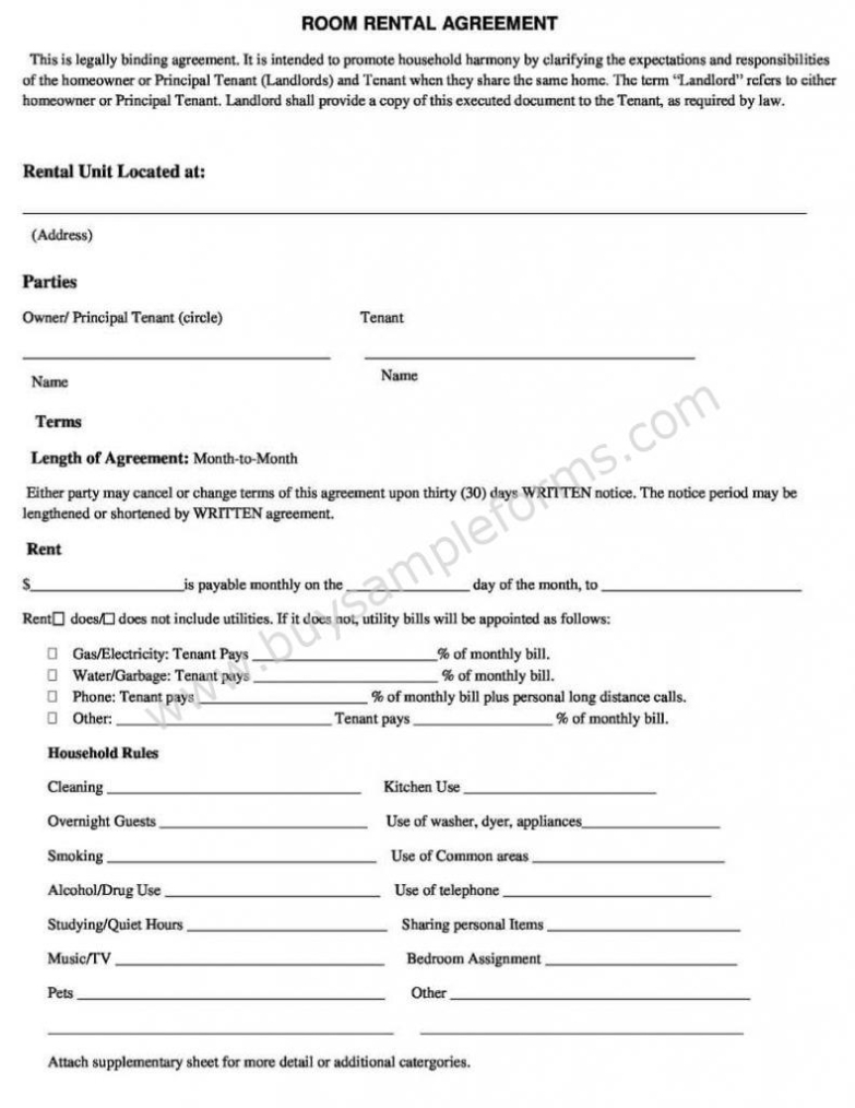 Room Rental Agreement Template Word Doc | Simple Rental Agreement Form Regarding Bedroom Rental Agreement Template