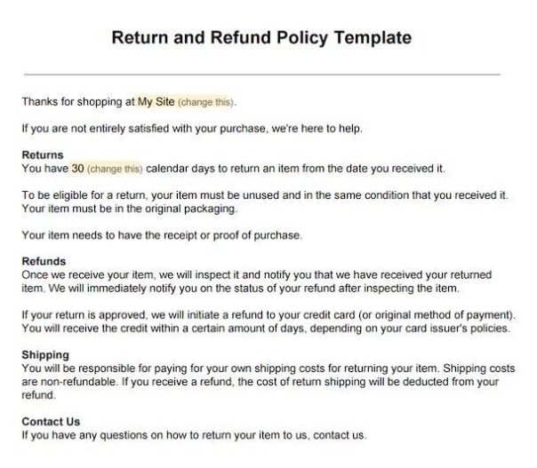 Sample Return Policy For Ecommerce Stores - Termsfeed Throughout Free Delivery Terms And Conditions Template