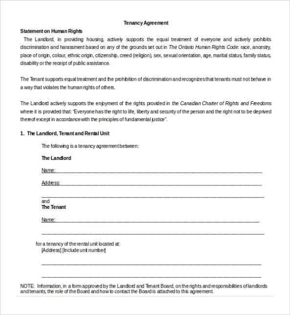 Sample Tenancy Agreement Template - 9+ Free Documents In Pdf, Word throughout Free Basic Lodger Agreement Template