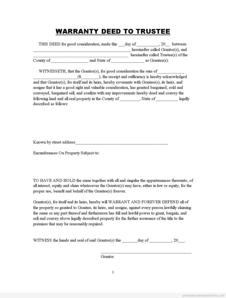 Sample Warranty Deed - Free Printable Documents With Car Warranty Agreement Template