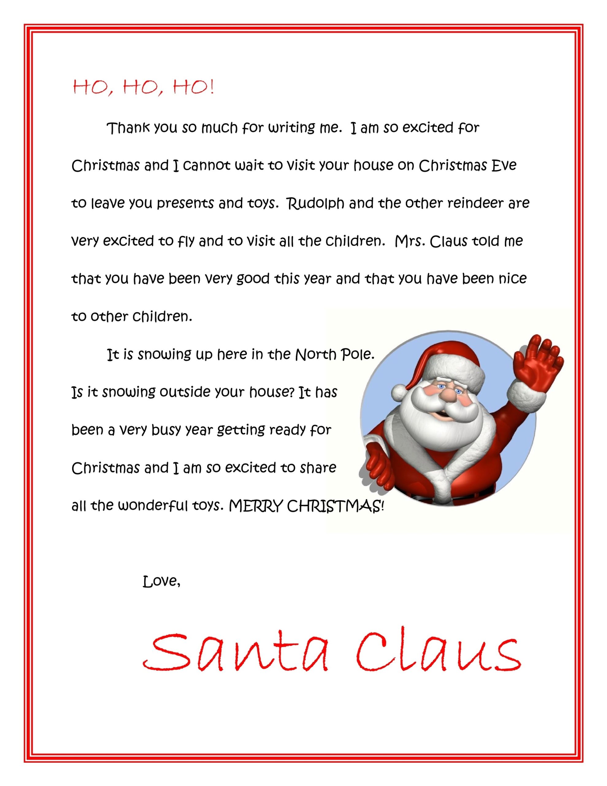 Santa Reply Letter Template Examples - Letter Template Collection Inside Free Letters From Santa Template