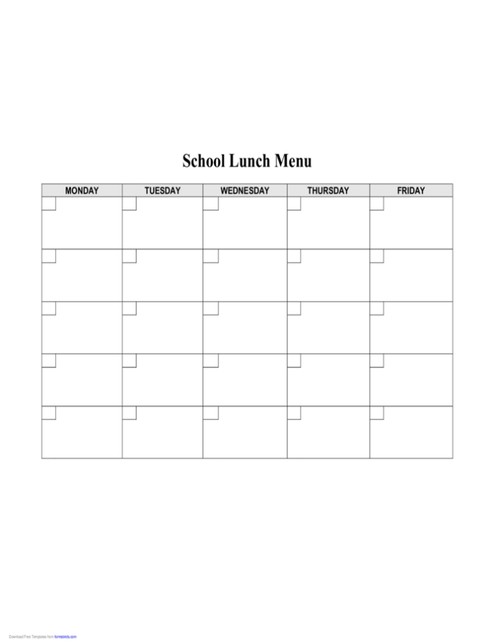 School Lunch Menu Template Free Download In Free School Lunch Menu Templates