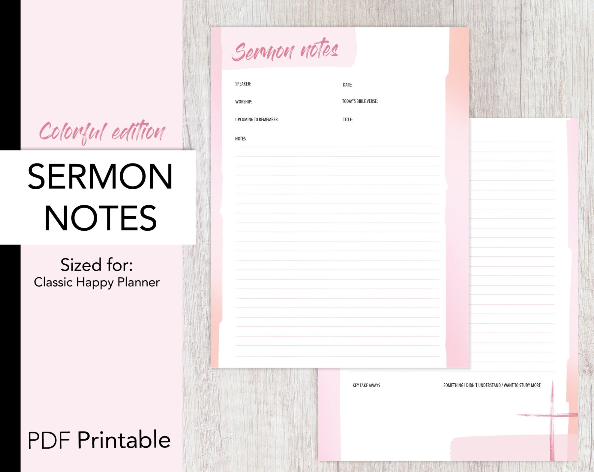 Sermon Notes Template Insert Happy Planner War Binder | Etsy Intended For Sermon Notes Template