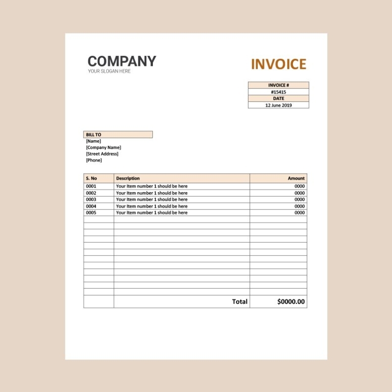Simple & Clean Invoice Word Template Design Download Pertaining To Web Design Invoice Template Word