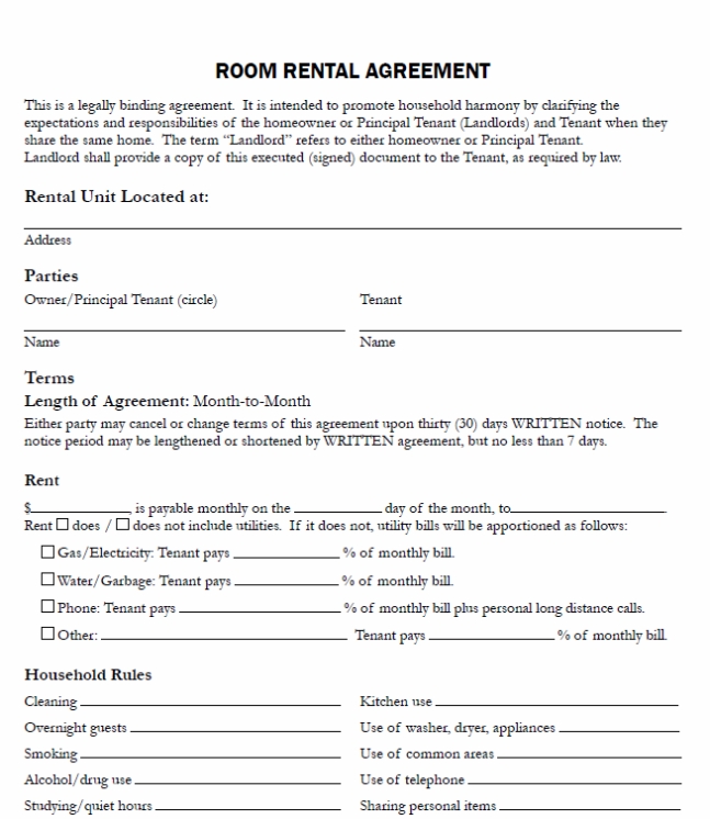 Simple Room Rental Agreement Real Estate Forms Room Rental Agreement In Free Roommate Rental Agreement Template