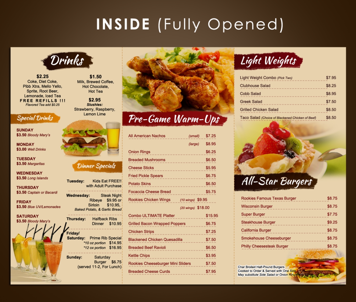 Sports Bar Menu Design For A Company By Mdesigns ™ | Design #5108588 Within Sports Bar Business Plan Template Free