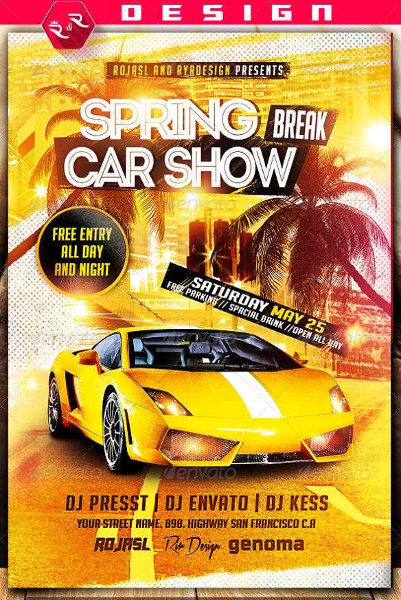 Spring Break Car Show Flyer On Behance Intended For Car Show Flyer Template