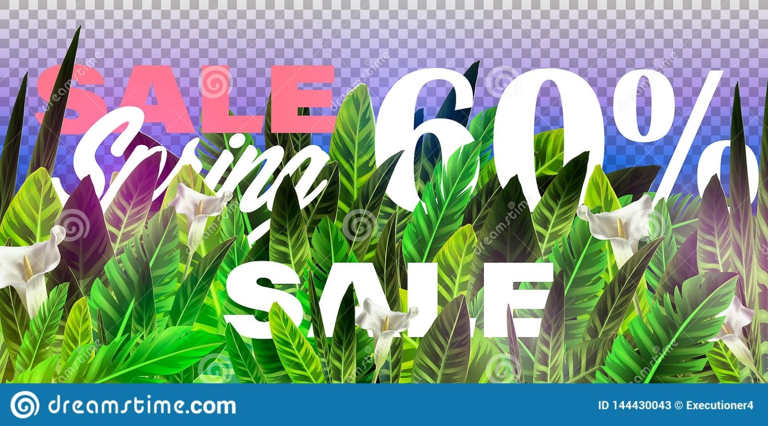 Spring Sale Vector Banner Design Template With Tropical Palm Leaves Intended For Plant Sale Flyer Template