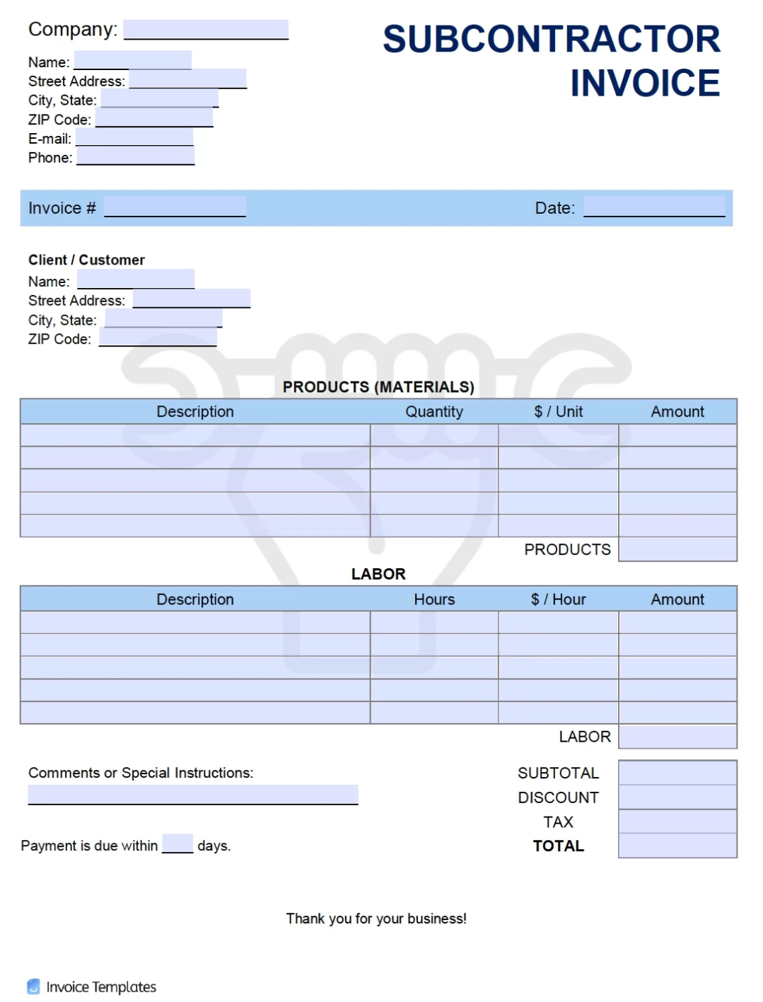 Subcontractor Invoice With Regard To Invoice Record Keeping Template