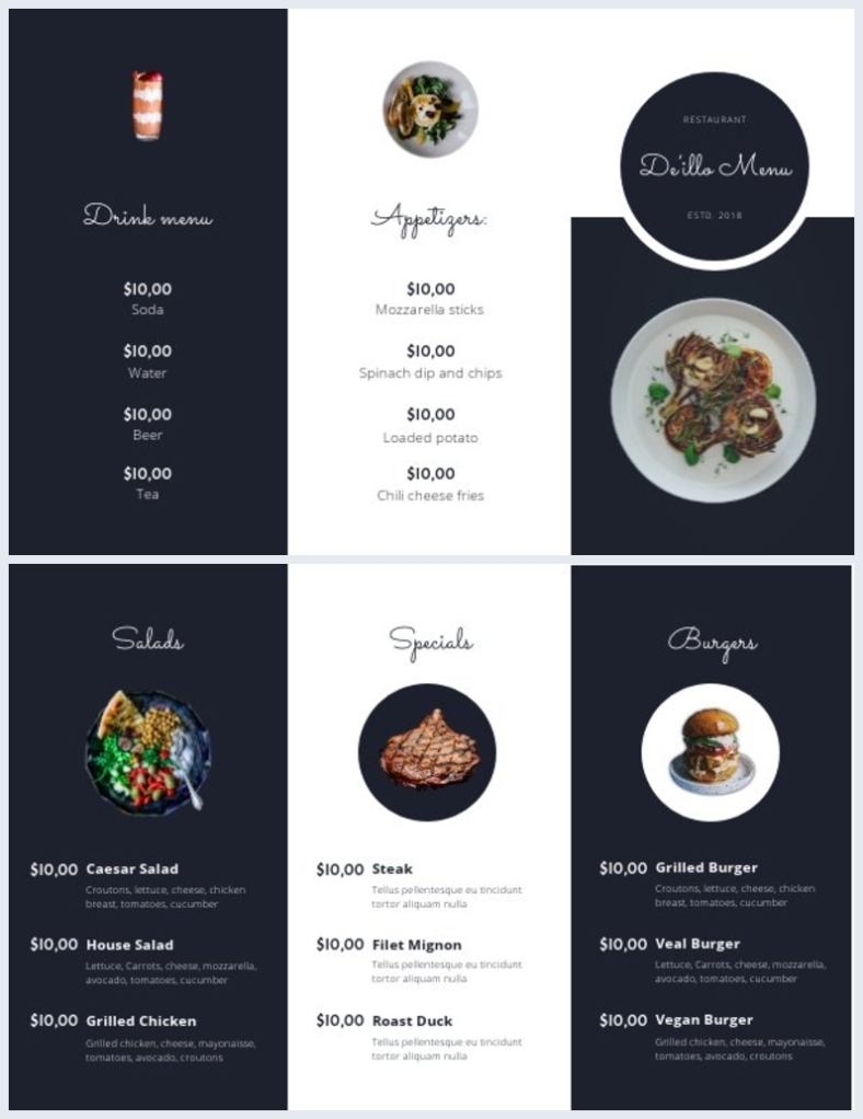 Take Out Trifold Menu Template - Flipsnack Inside Take Out Menu Template