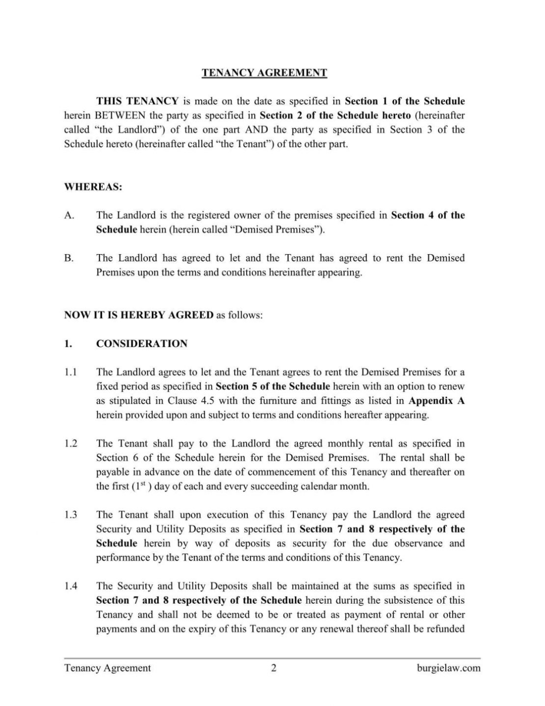 Tenancy Agreement Template - Burgielaw Within Renewal Of Tenancy Agreement Template