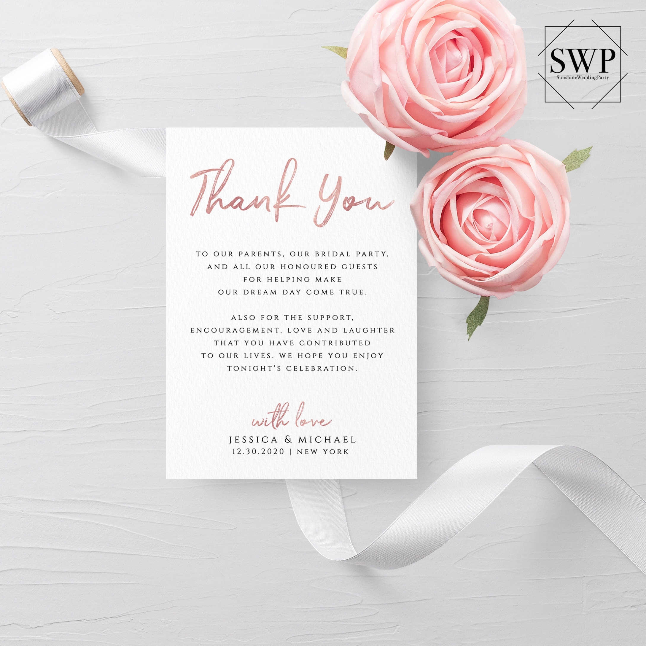 Thank You Card Template Wedding Printable Thank You Editable Thank You For Wedding Thank You Note Template