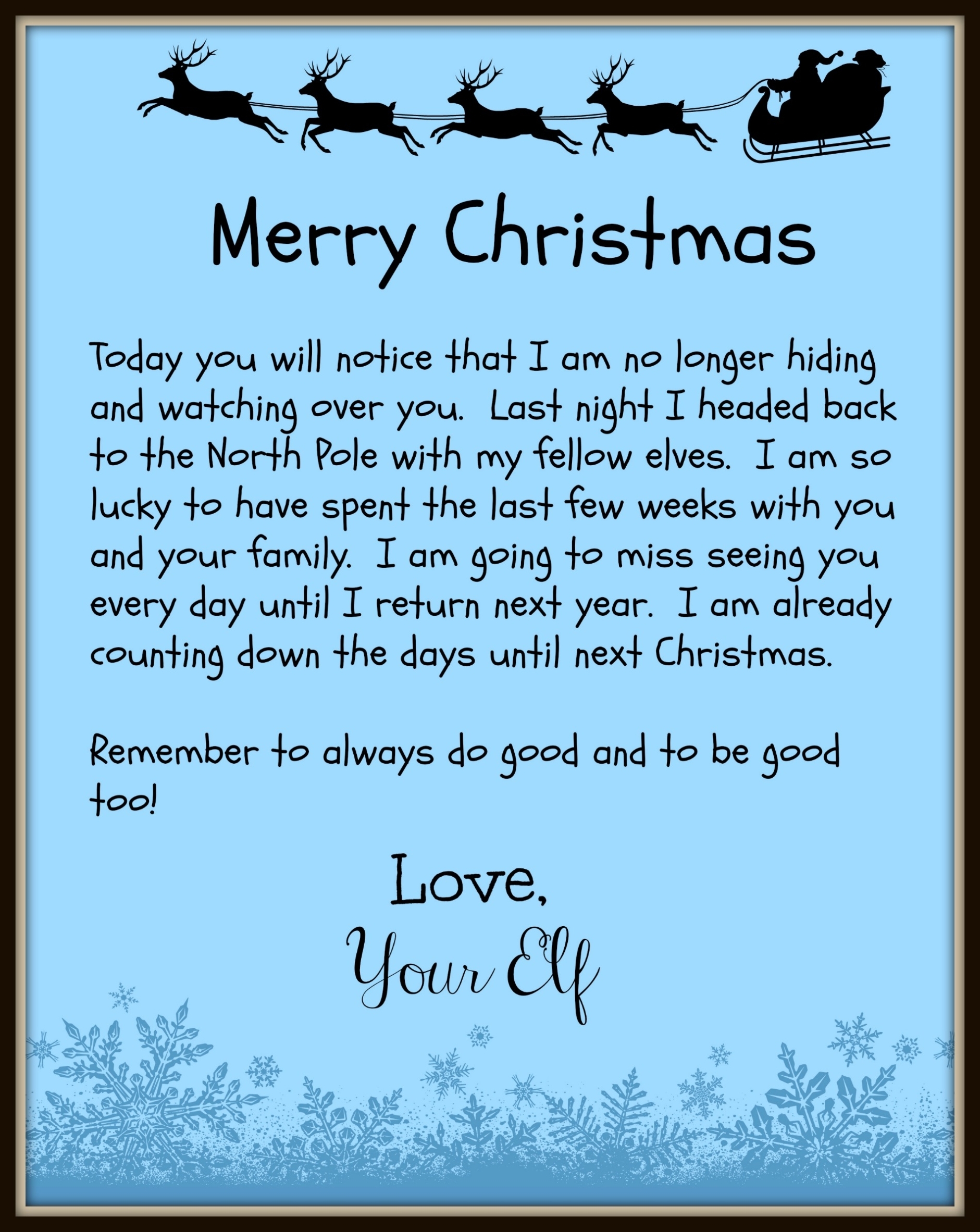 The Elf On The Shelf Leaves Behind A Good Bye Letter On Christmas Day With Goodbye Letter From Elf On The Shelf Template