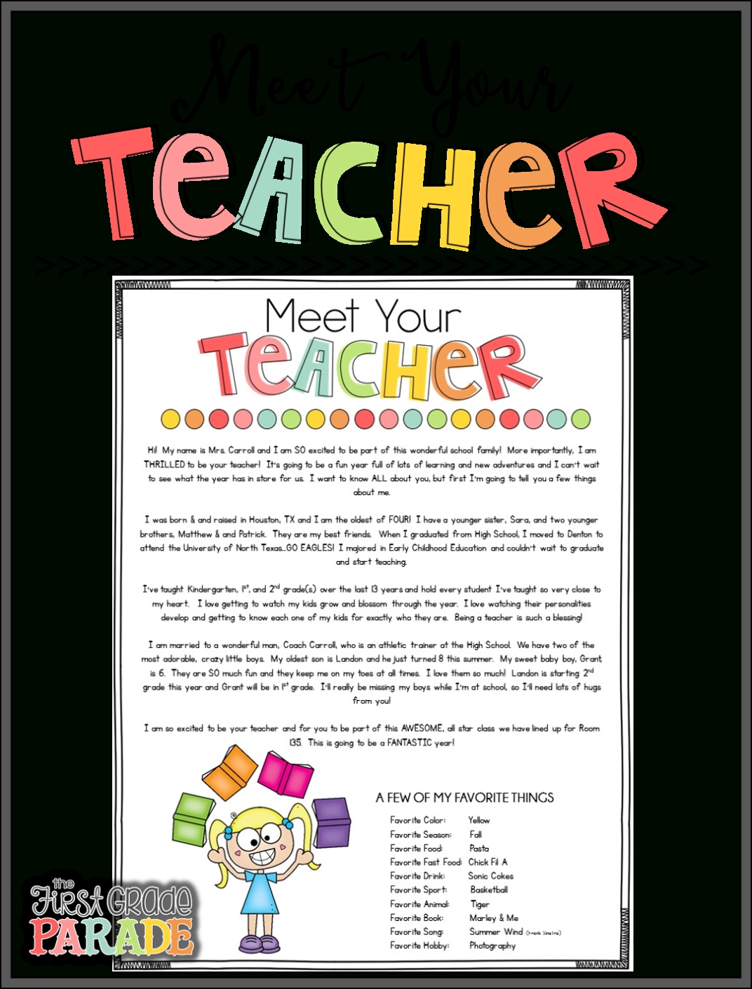 The First Grade Parade: Meet The Teacher Freebies! | Letter To Teacher Regarding Meet The Teacher Letter Template