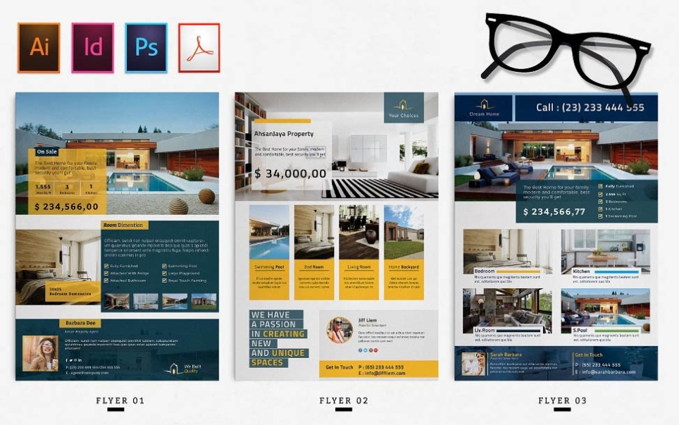 Top 50 Indesign Flyer Templates For 2018 - Designercandies With Indesign Real Estate Flyer Templates