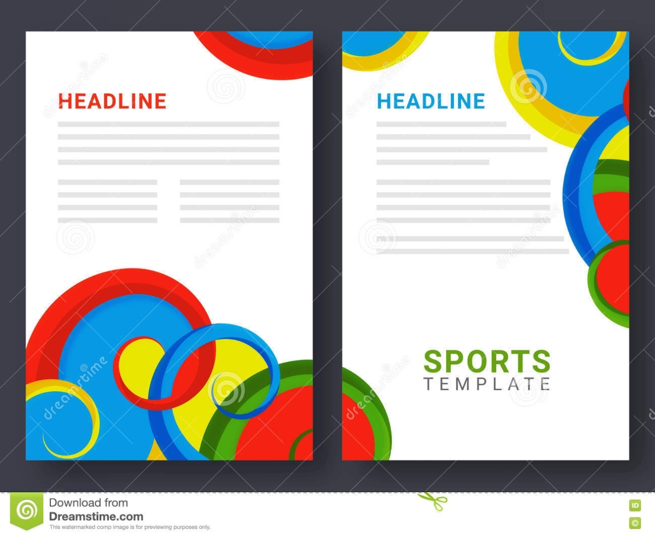 Two Page Brochure, Template For Sports Concept. Stock Illustration For 2 Page Flyer Template