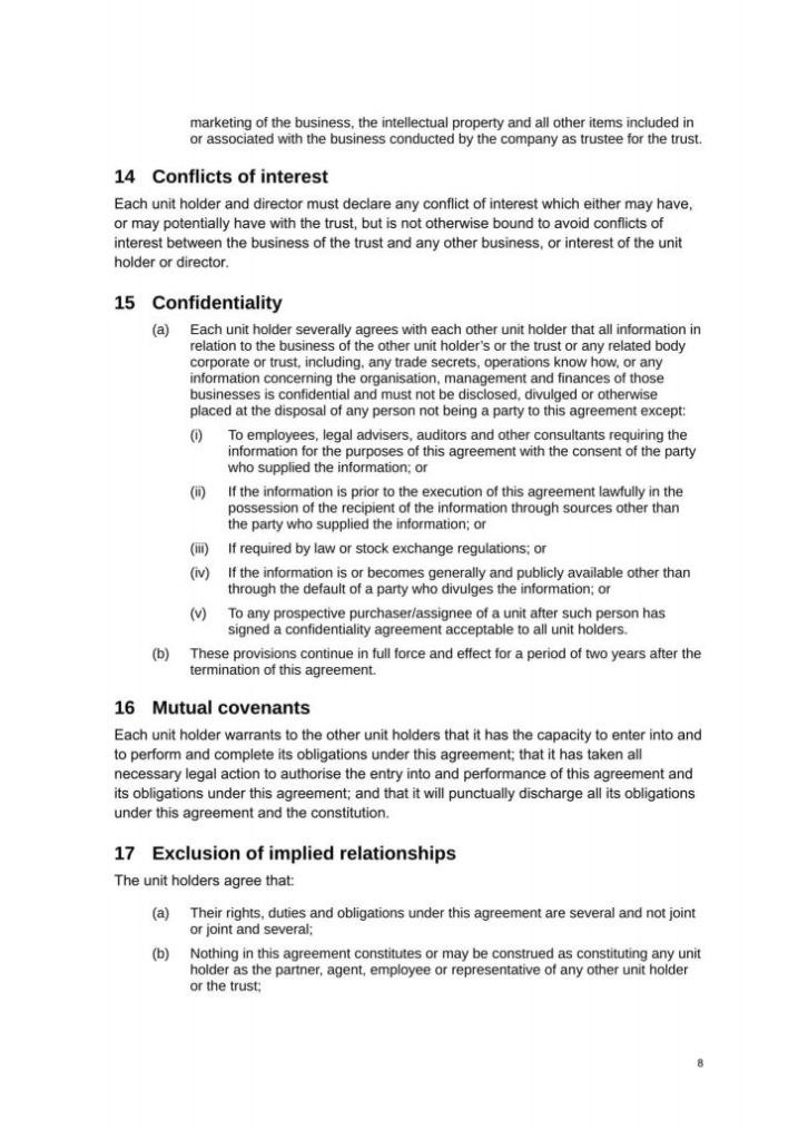 Unitholders Agreement Template - 10+ Professional Templates Ideas Within Unitholders Agreement Template