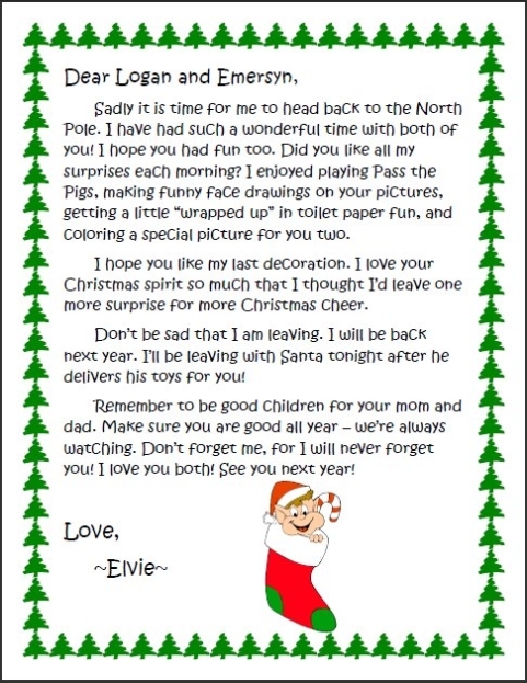 Val'S Outside Voice: Goodbye Letter To Elvie With Regard To Elf On The Shelf Goodbye Letter Template