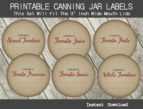 Vintage Wide Mouth Canning Jar Labels Printable 3 Inch in Mason Jar Label Templates