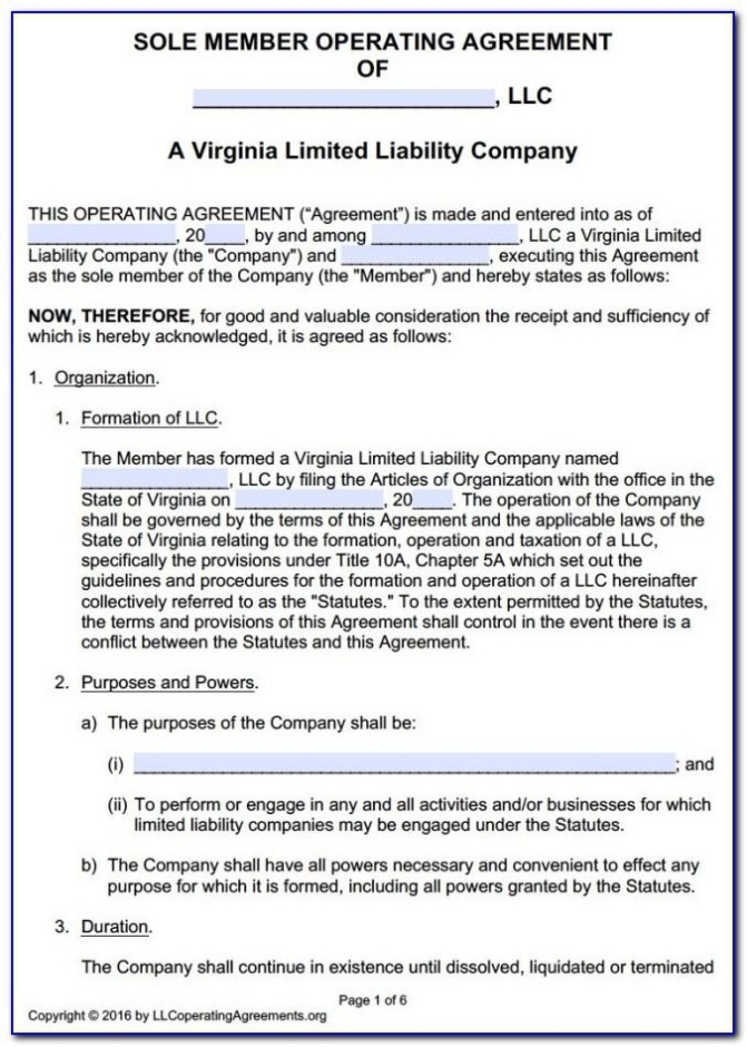 Virginia Llc Operating Agreement Template Pertaining To Multiple Partnership Agreement Template
