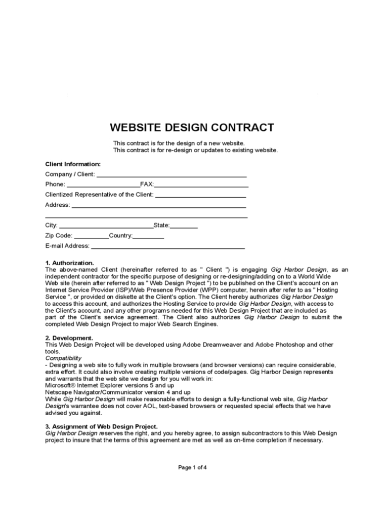 Website Contract Template - 2 Free Templates In Pdf, Word, Excel Download With Website Development Agreement Template