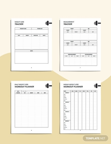 Weight Loss Fitness Planner Template - Word, Apple Pages | Template Within Weight Loss Agreement Template