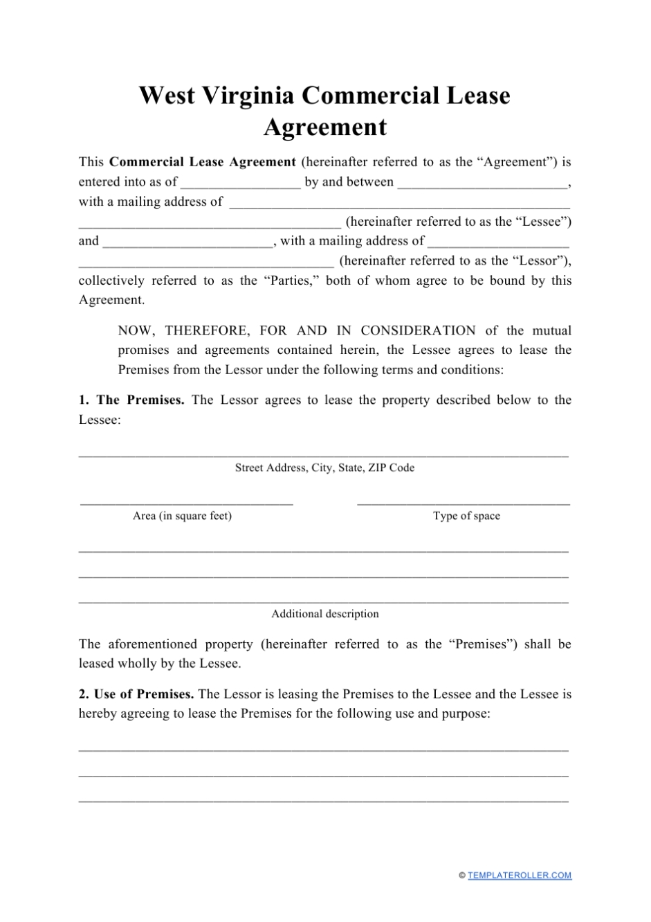 West Virginia Commercial Lease Agreement Template Download Printable Regarding Free Printable Commercial Lease Agreement Template