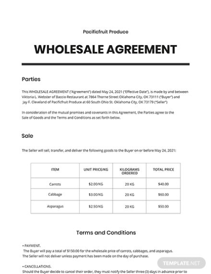 Wholesale Agreement Template - Google Docs, Word, Apple Pages Within Pharmaceutical Supply Agreement Template