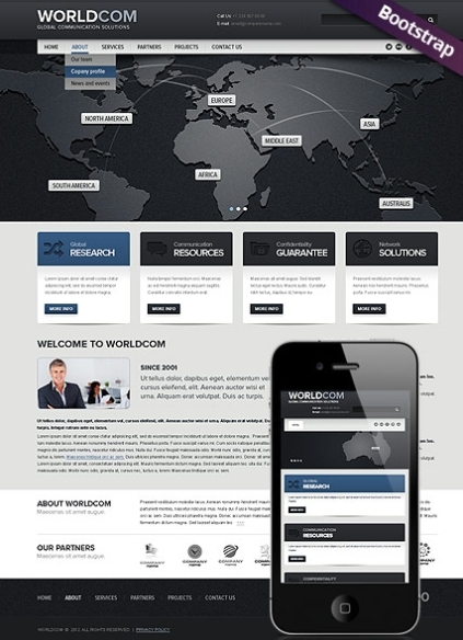 World Business - Bootstrap Template Id: 300111583 From Bootstrap Pertaining To Bootstrap Templates For Business